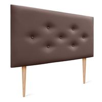 dhome cabecero de polipiel con 3 hileras intercaladas de botones y patas cabezal tapizado cama lujo chocolate 110cm
