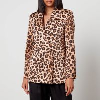 cras samycras leopard-print satin blazer - eu 44uk 18