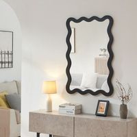 espejo de pared koster marco ondulado mdf 90x60 cm negro encasa