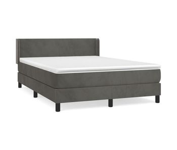 Cama box spring con colchón terciopelo gris oscuro 140x200 cm diseño plano