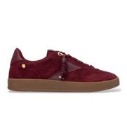 carmela para mujer 16437206-burdeos zapatillas de piel 164372 granate 41 plano serraje cordones casual