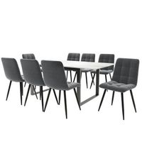 conjunto de mesa extensible de 140r180 cm y 8 sillas grises
