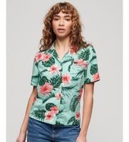 superdry para mujer w4010419a camisa beach resort verde xs casual viscosa manga corta