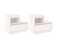 vidaxl mesitas de noche 2 uds madera maciza de pino blanco 60x34x51 cm