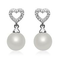 pendientes de plata 925 con perlas y circonita