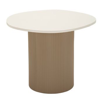 Mesa De Centro De Metal Beige Y Mármol, 46 X 48 X 39 Cm