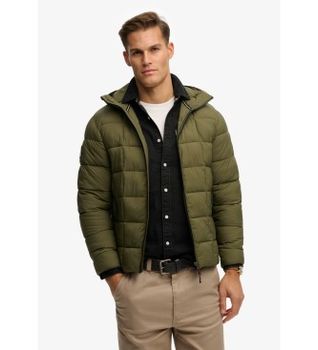 Superdry para hombre. M5012340A Chaqueta Box Quilt Fuji Lite verde (XXL), Casual, Poliamida