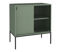 aparador eidsvoll con 2 puertas de acero y cristal estriado 85 x 80 x 45 cm - verde negro encasa