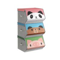 juego de 3 cajas almacenaje tela infantil panda oso cerdo