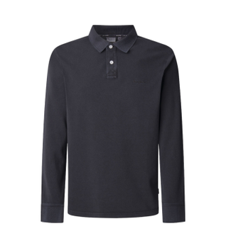 Pepe Jeans para hombre. PM542213 Polo piqué manga larga fit slim negro (L), Casual, Algodón, Sostenible