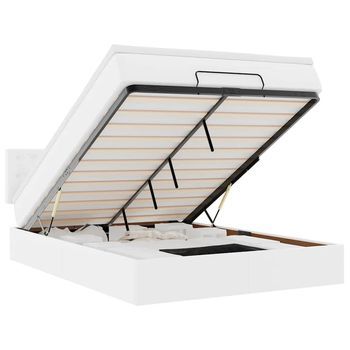Cama Otomana Colchón&led Cuero Sintético Blanco Puro 140x190cm Vidaxl