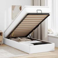 cama individual  cama para adultos  estructura cama otomana colchon cuero sintetico blanco 90x190cm cfw557884