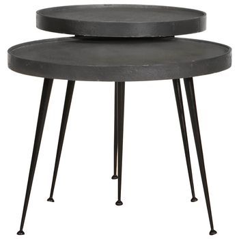 Mesa De Centro 55x55x45 Cm Madera Tratada, Metal - Negro