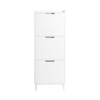 zapatero estrecho con 3 solapas mdf blanco