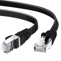 aigostar cable ethernet cat7 de 10m cable de red plano rj45 gigabit lan de alta velocidad de10gbps y 600mhz para switch ruter modem panel de conexion pc negro