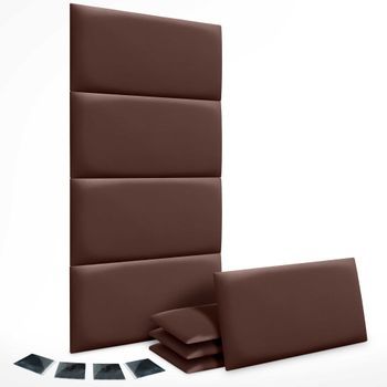 Dhome Juego De 8 Paneles Tapizados De Polipiel Premium Pack Autoadhesivos Para Pared Acústicos Absorbentes Protección (chocolate, 50x40cm, X8)