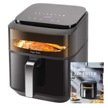 Taylor Swoden Smartheat - Freidora de Aire de 6,5L con Doble Resistencia, 8 Funciones,  Ventana de Visualización y Rejilla Antiadherente - Perfecta Para 3-6 Personas,  Libro de Recetas Incluido, sin BPA. Negra