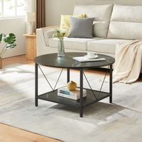 mesa de centro filem redonda 80x46 cm - efecto marmol negro encasa