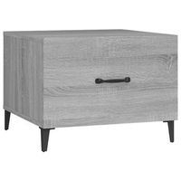 mesa de centro de salon con cajon diseno moderno con patas de metal 50 x 50 x 40 cm madera de ingenieria gris dec037720