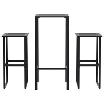 Juego De Mesa Alta Y Taburetes De Jardín 3 Piezas Acero Negro