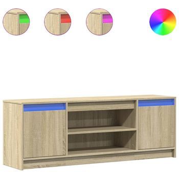 Mueble De Tv Led Madera Ingeniería Roble Sonoma 139,5x34x50 Cm Vidaxl