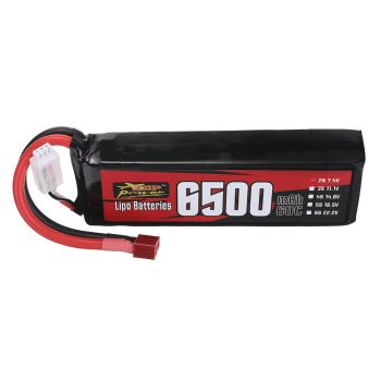 Batería ZOP Power 7.4V 6500mAh 60C 2S LiPo T Plug para coche RC