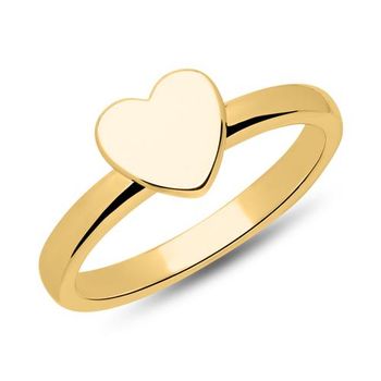 Anillo de plata 925 chapado en oro opción de grabado de corazón