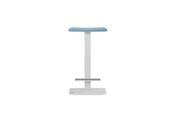 Taburete 63 cm  asiento azul estructura blanco