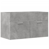 armario de lavabo  mueble de lavabo madera ingenieria gris hormigon 90x385x46 cm