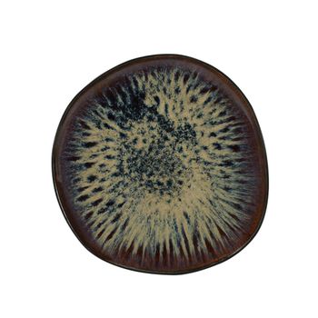Plato de postre 21 cm (juego de 6) gres natural negro/verde
