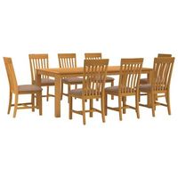 conjunto de comedor 9 uds gris madera de roble solido vidaxl