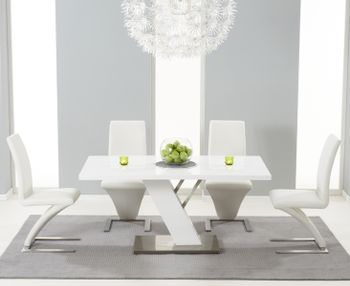 Palma 160cm White High Gloss Dining Table with Hampstead Z Chairs