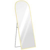 homcom espejo de pie cuerpo entero de aleacion de aluminio espejo de pared con 2 formas de uso rectangular 60x15x165 cm dorado