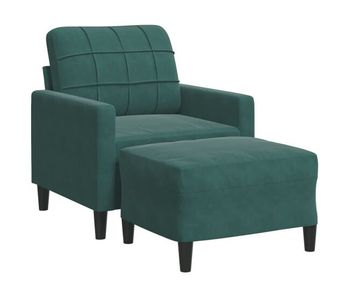 Vidaxl sillón con taburete terciopelo verde oscuro 60 cm