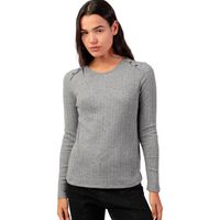 admas camiseta manga larga top de manga larga botones melange para mujer