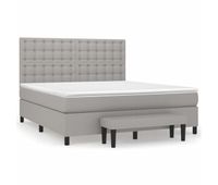 cama box spring con colchon tela gris claro 160x200 cm botones