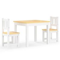 mesa y silla infantil 3 uds  juego de muebles de jardin mdf blanco y beige