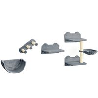 pawhut juego de escalada para gatos de pared estantes para gatos 4 piezas hamaca nido plataformas para saltar gris
