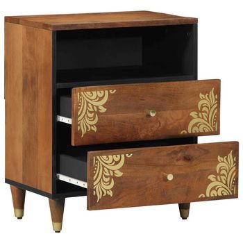 Mesita De Noche - Mesilla De Noche Con Cajón Marrón Miel 50 X 33 X 62 Cm Mc6539