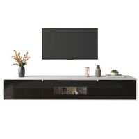 mueble de tv moderno 180 cm con iluminacion led de 16 colores tablero de particulas blanco y negro alto brillo