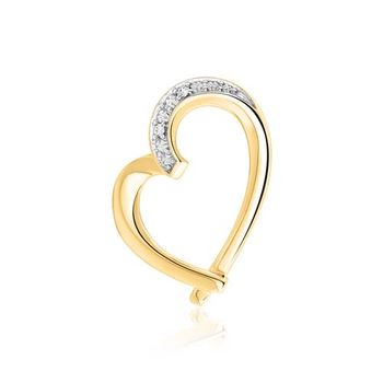 Colgante corazón en oro 14 quilates con diamantes