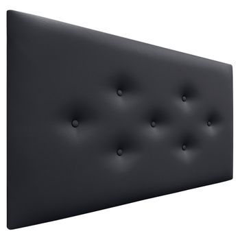 Dhome Cabecero De Polipiel Con 3 Hileras Intercaladas De Botones Cabezal Tapizado Cama Lujo (negro, 95cm)