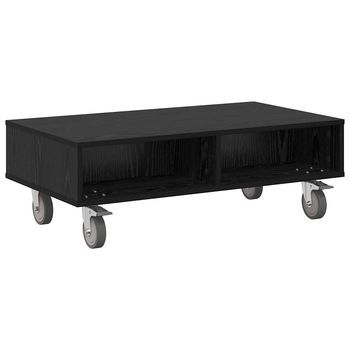Mesa Lateral | Mesas Auxiliar Con Ruedas Roble Negro 90 X 50 X 30 Cm