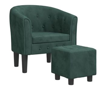 Vidaxl sillón con taburete terciopelo verde oscuro