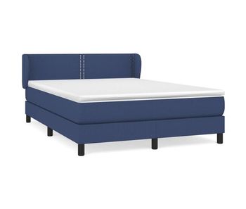 Cama box spring con colchón tela azul 140x200 cm liso con clavos