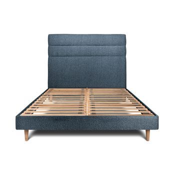 Cama 2x80x200 Cm Con Cabecero Line - Tejido Lienzo Mate