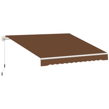 Outsunny Toldo de Pared Toldo Retráctil con Brazo Articulado y Manivela Marco de Aluminio y Cubierta de Poliéster 295x245 cm Café   Aosom España