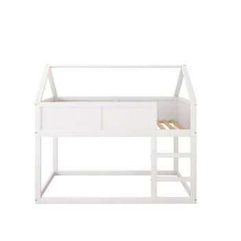 Litera 90x200cm Con Escalera Estructura De Madera Maciza Blanco