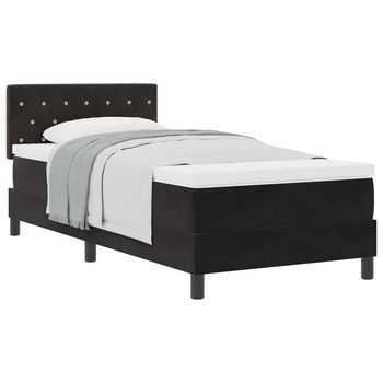 Cama Tipo Box Spring Con Colchón Negro 90 X 200 Cm Terciopelo Vidaxl