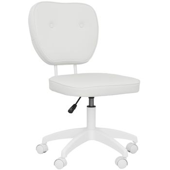 Vinsetto Silla de Oficina Giratoria Tapizada en PU con Altura Ajustable Sin Brazos Carga 120 kg 46x59x82-92 cm Blanco